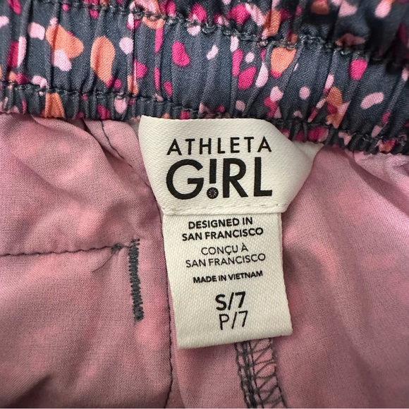 Athleta Girl Play More 3" Shorts Splatter Paint Design Drawstring Shorts size 7 - Picture 3 of 4